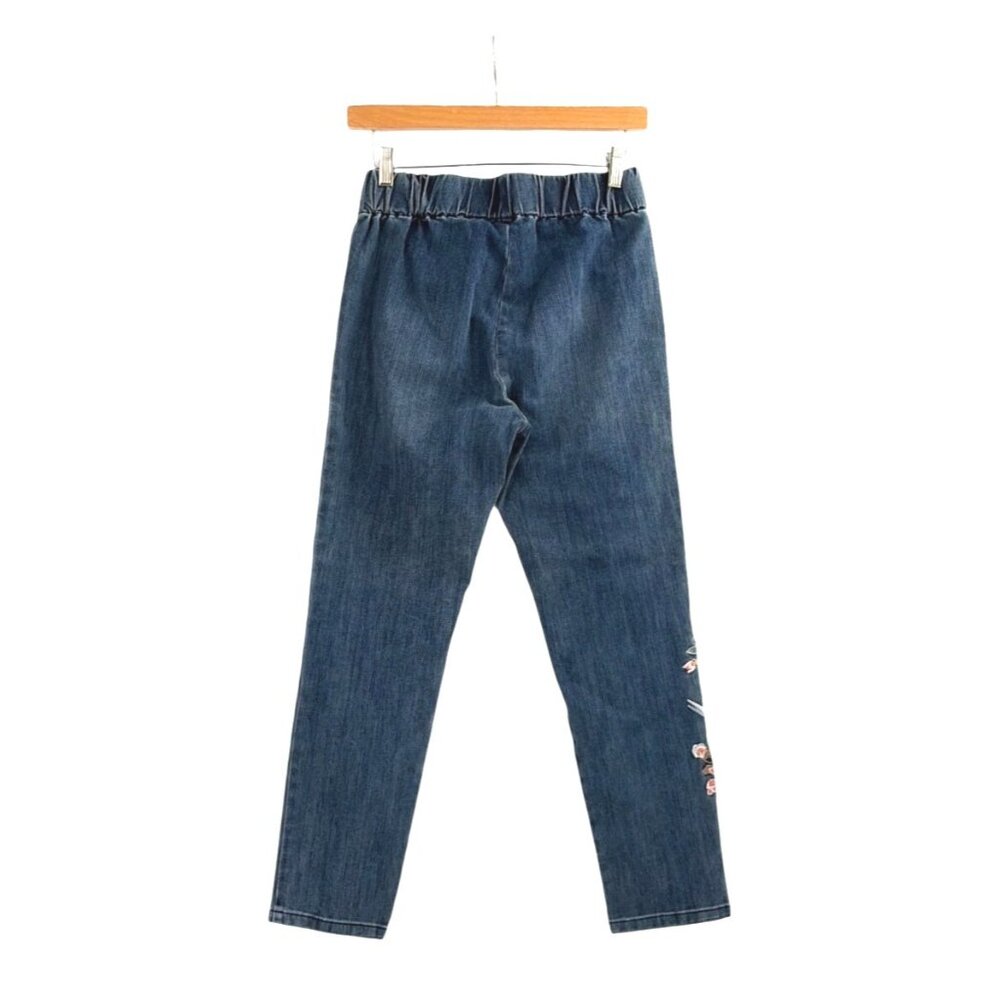 Soft Surroundings Metro Floral Embroidered Denim Jeggings Pull On Size PS Boho - Picture 2 of 8